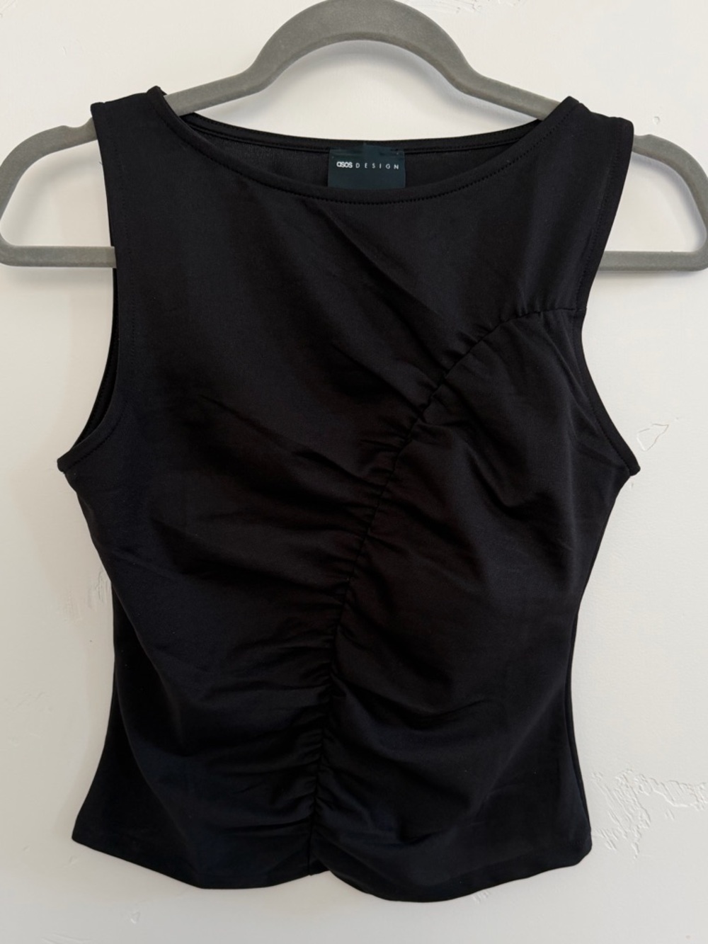 ASOS DESIGN jersey ruched detail tank top in black - Picture 2 of 7